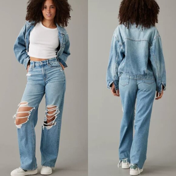 NEW AE | Stretch Curvy Super High-Waisted Baggy Straight Jean (20-Reg) - Picture 3 of 12